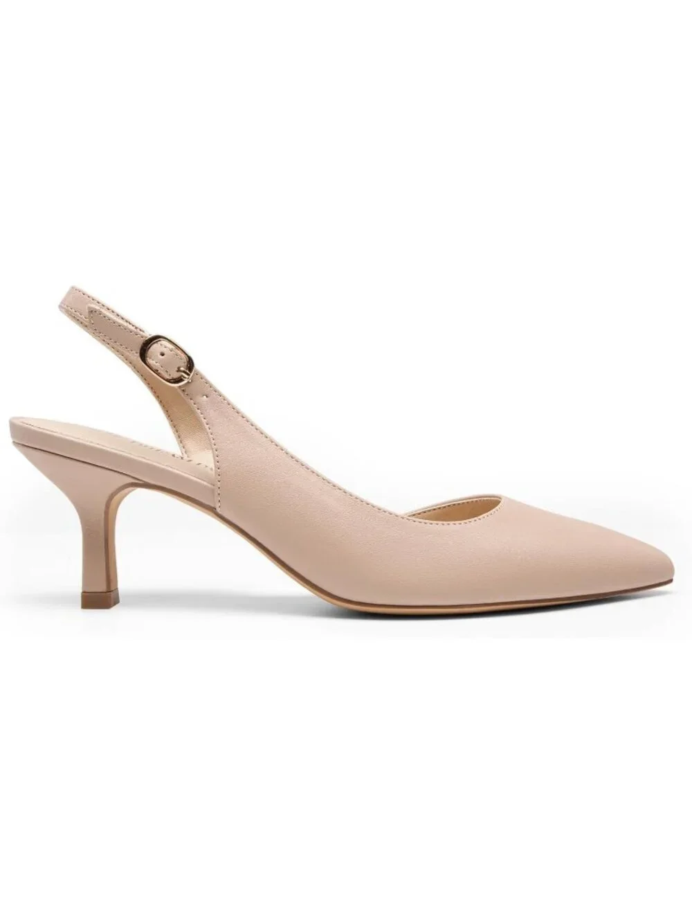Women's Beige Kitten Heel Slingback Closed Pointed Toe Low Casual Pumps Shoes